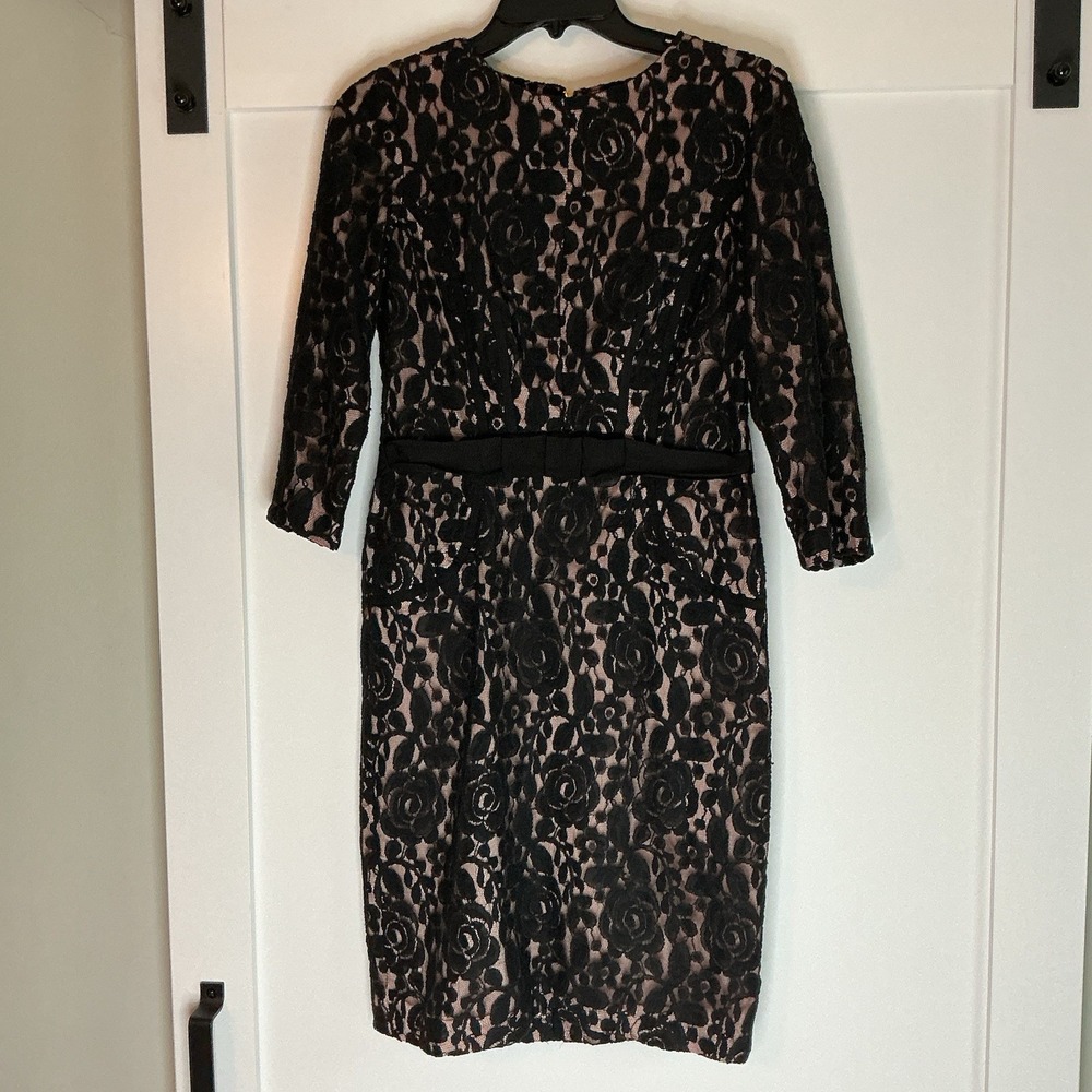 Taylor Womens Crew Neck Floral Midi Lace Dress Black Size 4 Whimsigoth Fairy